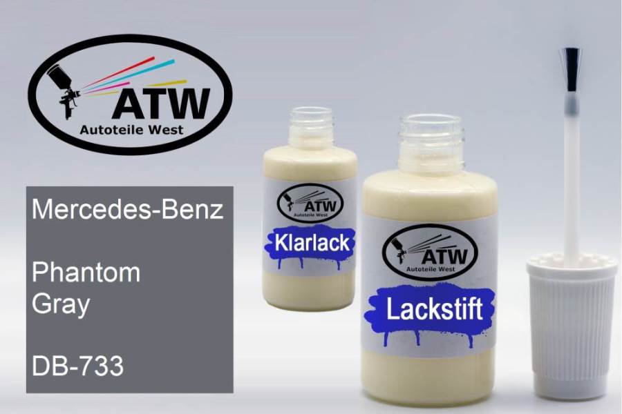 Mercedes-Benz, Phantom Gray, DB-733: 20ml Lackstift + 20ml Klarlack - Set, von ATW Autoteile West.